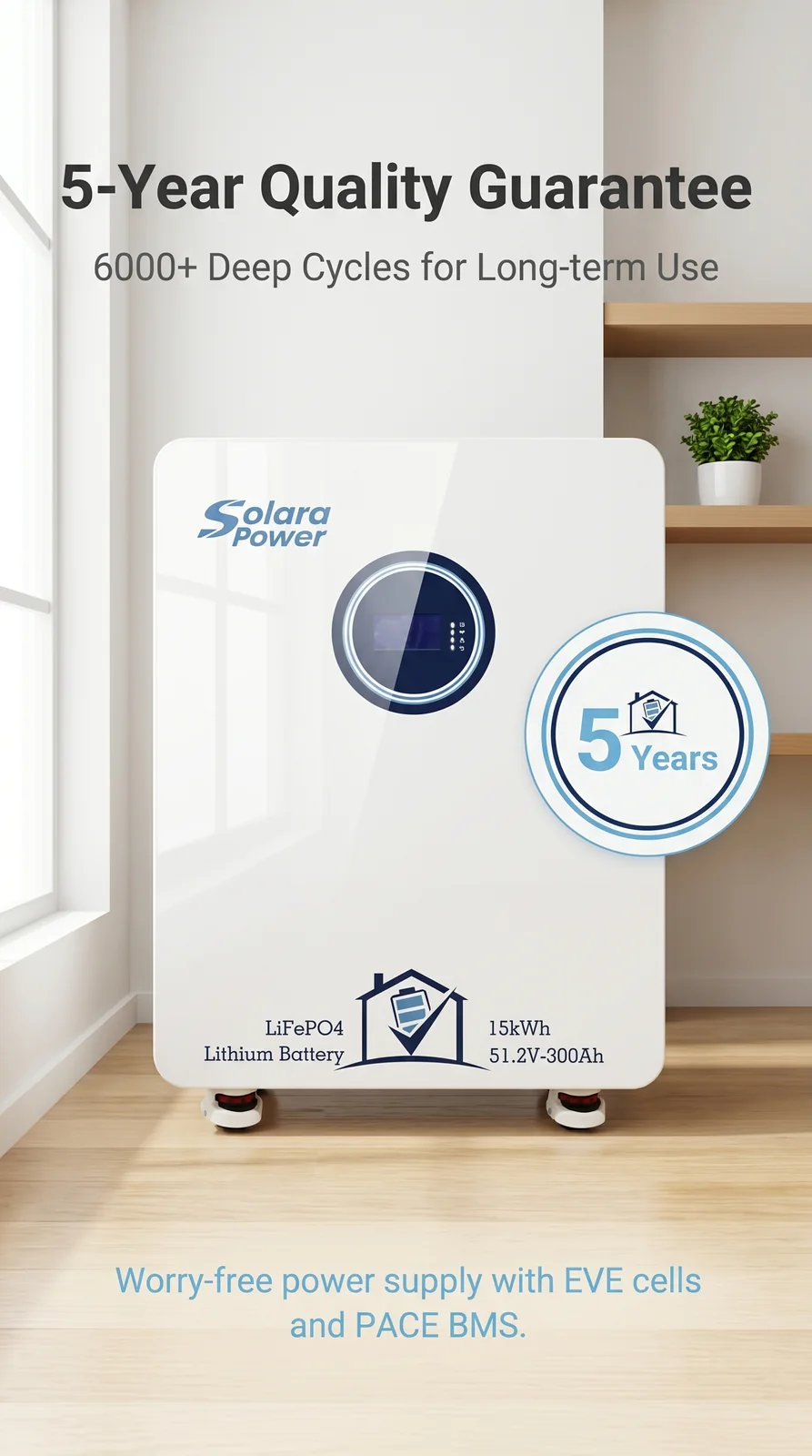 Solara Power 15 kWh LiFePO4 home energy storage battery promotional image 3